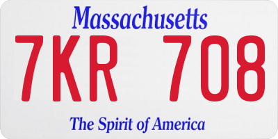 MA license plate 7KR708