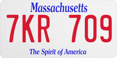 MA license plate 7KR709