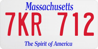 MA license plate 7KR712