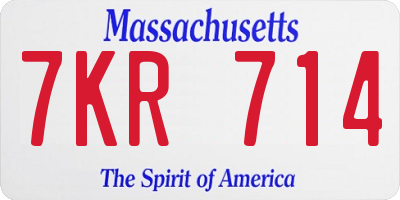 MA license plate 7KR714