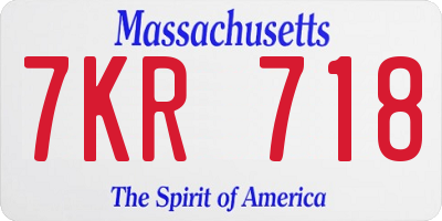 MA license plate 7KR718