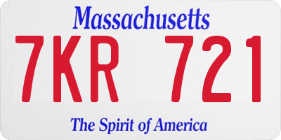 MA license plate 7KR721