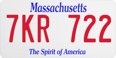MA license plate 7KR722