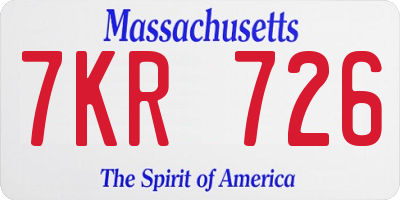 MA license plate 7KR726