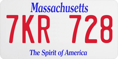 MA license plate 7KR728