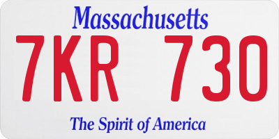 MA license plate 7KR730