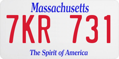 MA license plate 7KR731