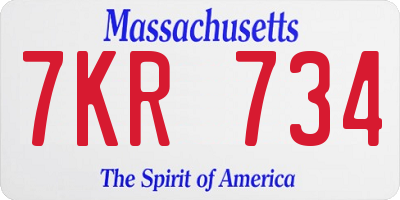MA license plate 7KR734