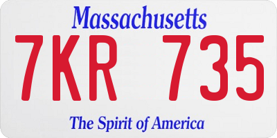 MA license plate 7KR735