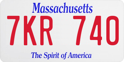 MA license plate 7KR740