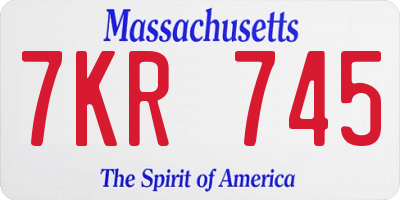 MA license plate 7KR745