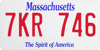 MA license plate 7KR746
