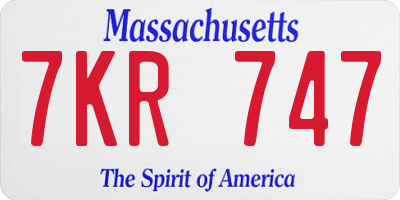 MA license plate 7KR747