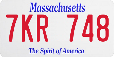 MA license plate 7KR748