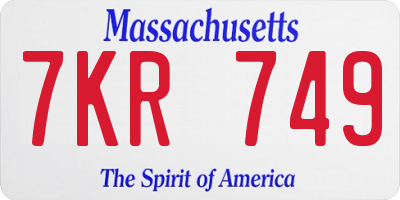 MA license plate 7KR749