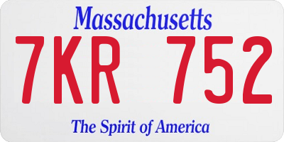 MA license plate 7KR752