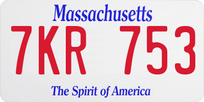 MA license plate 7KR753