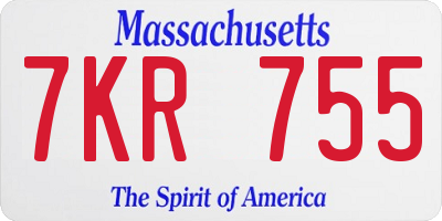 MA license plate 7KR755