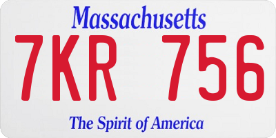 MA license plate 7KR756