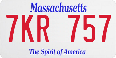 MA license plate 7KR757