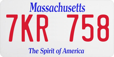 MA license plate 7KR758