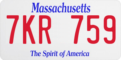 MA license plate 7KR759