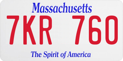 MA license plate 7KR760