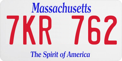 MA license plate 7KR762