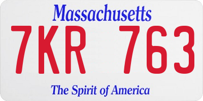 MA license plate 7KR763
