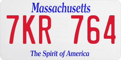 MA license plate 7KR764