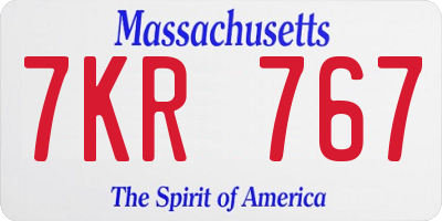 MA license plate 7KR767