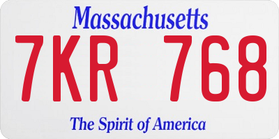 MA license plate 7KR768