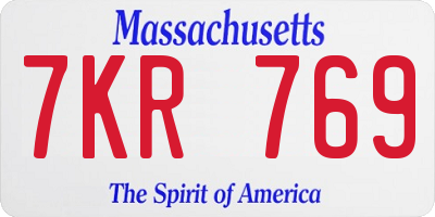 MA license plate 7KR769