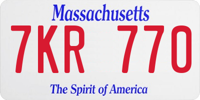 MA license plate 7KR770