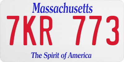 MA license plate 7KR773
