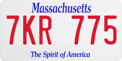 MA license plate 7KR775