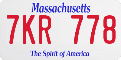 MA license plate 7KR778
