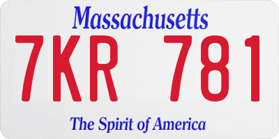 MA license plate 7KR781