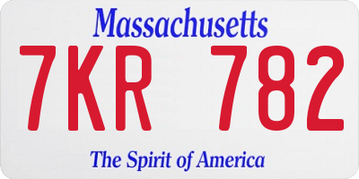 MA license plate 7KR782