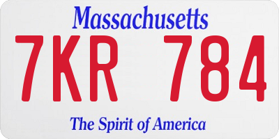 MA license plate 7KR784