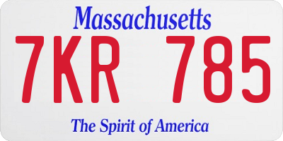 MA license plate 7KR785