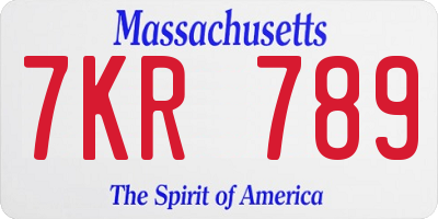 MA license plate 7KR789