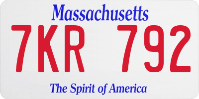 MA license plate 7KR792