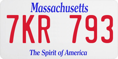 MA license plate 7KR793