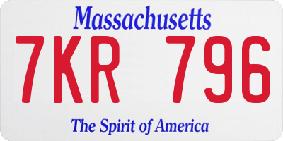 MA license plate 7KR796