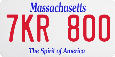 MA license plate 7KR800