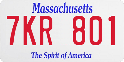 MA license plate 7KR801