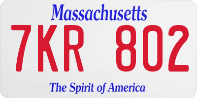 MA license plate 7KR802