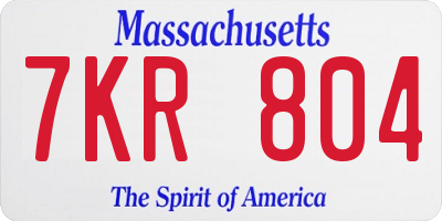 MA license plate 7KR804