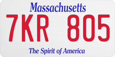 MA license plate 7KR805
